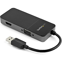 StarTech USB 3.0 to HDMI and VGA Adapter -4K/1080p USB Type A Dual Monitor Multiport Display Adapter Converter -External Graphics Card (USB32HDVGA)