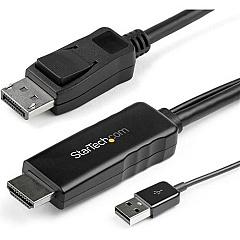 StarTech 6ft (2m) HDMI to DisplayPort Cable 4K 30Hz - Active HDMI 1.4 to DP 1.2 Adapter Cable with Audio - USB Powered Video Converter (HD2DPMM6)