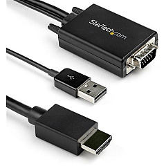 StarTech 10ft VGA to HDMI Converter Cable with USB Audio Support - 1080p Analog to Digital Video Adapter Cable - Male VGA to Male HDMI (VGA2HDMM10)