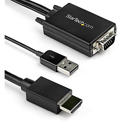 StarTech 6ft VGA to HDMI Converter Cable with USB Audio Support - 1080p Analog to Digital Video Adapter Cable - Male VGA to Male HDMI (VGA2HDMM6)