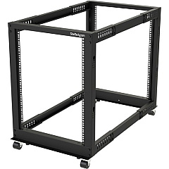 StarTech 15U 19" Open Frame Server Rack - 4 Post, Adjustable Depth 22 to 40" - Mobile Network Equipment Rack - HP ProLiant ThinkServer (4POSTRACK15U)