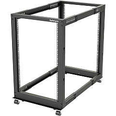 StarTech 18U 19" Open Frame Server Rack - 4 Post, Adjustable Depth 22 to 40" - Mobile Network Equipment Rack - HP ProLiant ThinkServer (4POSTRACK18U)
