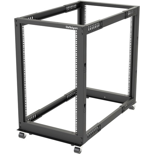 StarTech 18U 19" Open Frame Server Rack - 4 Post, Adjustable Depth 22 to 40" - Mobile Network Equipment Rack - HP ProLiant ThinkServer (4POSTRACK18U)