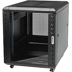StarTech 15U 19" Server Rack Cabinet - 4 Post Adjustable Depth (6-32") Locking Knock Down Enclosure - Mobile w/Glass Door & Casters (RK1536BKF)