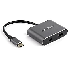 StarTech USB C Multiport Video Adapter - 4K 60Hz USB-C to HDMI 2.0 or Mini DisplayPort 1.2 Monitor Display Adapter - HBR2 HDR (CDP2HDMDP)