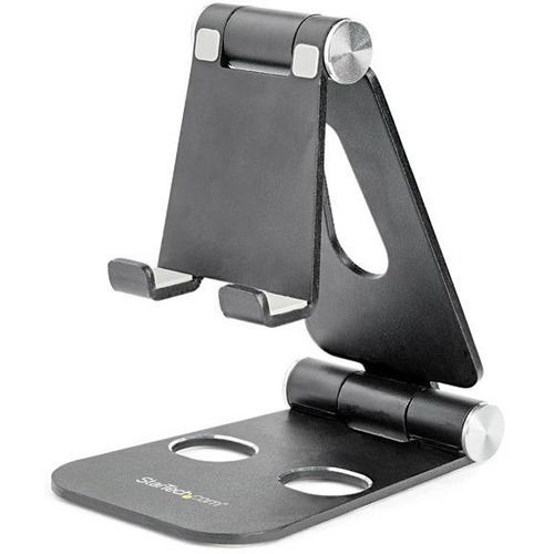 StarTech Phone and Tablet Stand - Foldable Universal Mobile Device Holder - Smartphones/Tablets - Adjustable Cell Phone Stand for Desk (USPTLSTNDB)