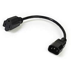 StarTech 1ft (0.3m) Power Extension Cord, IEC C14 to NEMA 5-15R, 10A 125V, 18AWG, Black, Outlet Extension Cable for Network Equipment (PAC10010PK)