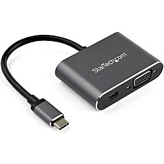StarTech USB C Multiport Video Adapter - USB-C to 4K 60Hz Mini DisplayPort 1.2 (HBR2 HDR) or 1080p VGA Monitor Display Adapter (CDP2MDPVGA)