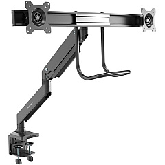 StarTech Desk Mount Dual Monitor Arm - Ergonomic VESA Mount 32" (17.6lb) Displays - Crossbar Handle for Full Motion - C-Clamp/Grommet (ARMSLMBARDUO)