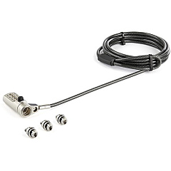 StarTech 6.5' (2m) 3-in-1 Universal Laptop Cable Lock - 4-Digit Combination Security Lock for K-Slot, Nano & Wedge Slot Desktop/Laptop (LTULOCK4D)