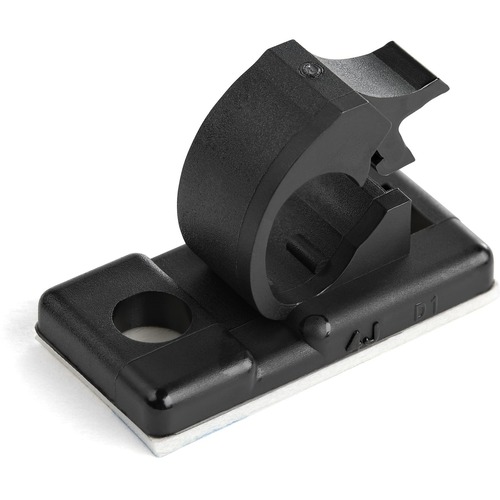 StarTech 100 Self Adhesive Cable Management Clips - Ethernet/Network Cable/Office Desk Cord Organizer - Sticky Wire Holder/Clamp Black (CBMCC1)