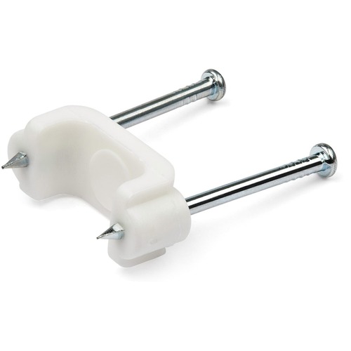 StarTech 100 Pack Cable Clips with Nails - Two Steel Nails - Reusable Nail-in Clamps - Cord Mounting Clips/Fasteners/Tacks White - TAA (CBMDNMCC1)
