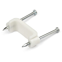 StarTech 100 Pack Cable Clips with Nails - Two Steel Nails - Reusable Nail-in Clamps - Cord Mounting Clips/Fasteners/Tacks White - TAA (CBMDNMCC2)