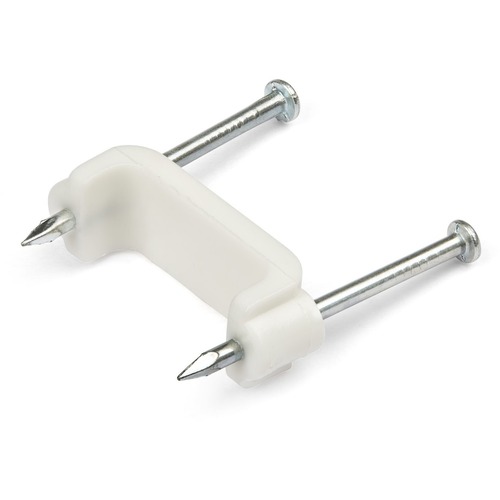 StarTech 100 Pack Cable Clips with Nails - Two Steel Nails - Reusable Nail-in Clamps - Cord Mounting Clips/Fasteners/Tacks White - TAA (CBMDNMCC2)