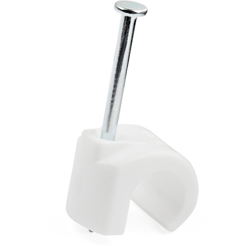 StarTech 100 Pk (L) Cable Clips w/ Nail - Reusable Nail-in Clamps - Cord Mounting/Holding Clips - Cable Tacks Wire Fasteners White TAA (CBMNMCC3)