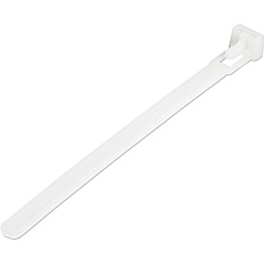 StarTech 5"(12cm) Reusable Cable Ties, 1-1/8"(30mm) Dia. 50lb(22Kg) Tensile Strength, Nylon, In/Outdoor, UL Listed, 100 Pack, White (CBMZTRB5)