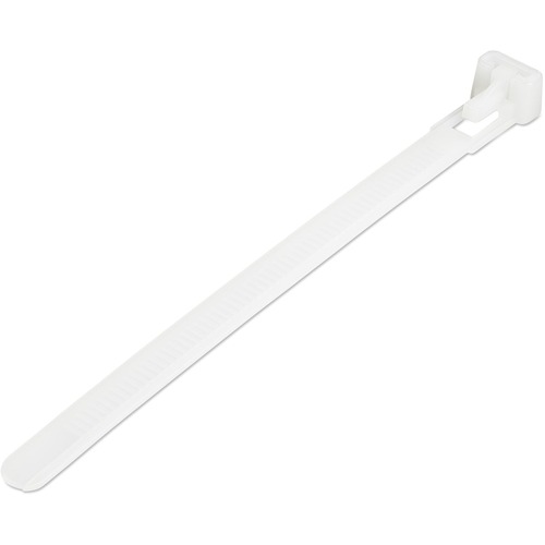 StarTech 5"(12cm) Reusable Cable Ties, 1-1/8"(30mm) Dia. 50lb(22Kg) Tensile Strength, Nylon, In/Outdoor, UL Listed, 100 Pack, White (CBMZTRB5)