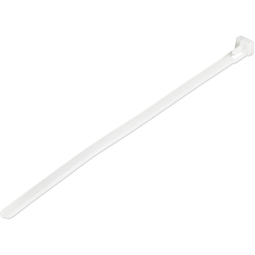 StarTech 8"(20cm) Reusable Cable Ties, 1-7/8"(50mm) Dia. 50lb(22Kg) Tensile Strength, Nylon, In/Outdoor, UL Listed, 100 Pack, White (CBMZTRB8)