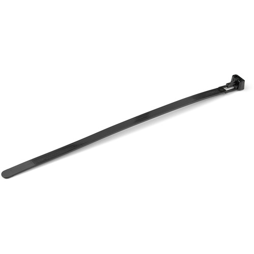 StarTech 8"(20cm) Reusable Cable Ties, 1-7/8"(50mm) Dia. 50lb(22Kg) Tensile Strength, Nylon, In/Outdoor, UL Listed, 100 Pack, Black (CBMZTRB8BK)