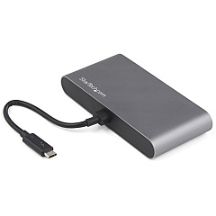 StarTech Thunderbolt 3 Mini Dock - Portable Dual Monitor TB3 Docking Station DisplayPort 4K 60Hz - 1x USB-A, GbE - 28cm (11") Cable (TB3DKM2DPL)