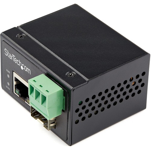 StarTech Industrial Fiber to Ethernet Media Converter - 100Mbps SFP to RJ45/CAT6 SM/MM - Fiber to Copper Network - IP-30 12V Input (IMC100MSFP)