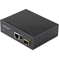 StarTech Industrial Fiber to Ethernet Media Converter - 1Gbps SFP to RJ45/CAT6 - SM/MM Fiber to Copper Gigabit Network IP-30 12V Input (IMC1GSFP)