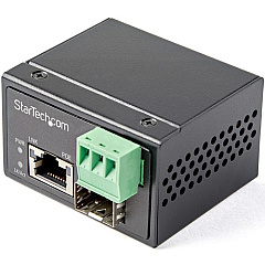 StarTech PoE+ Industrial Fiber to Ethernet Media Converter 30W - SFP to RJ45 - SM/MM Fiber to Gigabit Copper Mini Size IP-30 (IMC1GSFP30W)