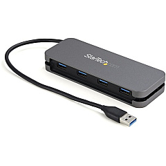 StarTech 4 Port USB 3.0 Hub, 4x USB-A, 5Gbps Laptop/Desktop USB Type-A Hub, USB Bus Powered, 28cm Long Cable with Cable Management (HB30AM4AB)