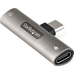 StarTech USB C Audio & Charge Adapter, USB-C Audio Adapter with 3.5mm Headset Jack and USB Type-C PD Charging, For USB-C Phone/Tablet (CDP235APDM)