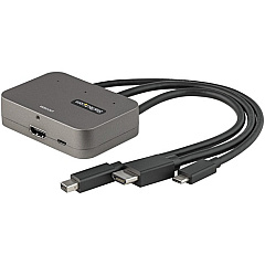 StarTech 3-in-1 Multiport to HDMI Adapter, 4K 60Hz USB-C, HDMI or Mini DP to HDMI Video Converter, Conference Room Digital AV Adapter (CDPHDMDP2HD)