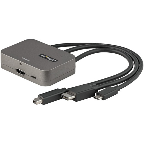 StarTech 3-in-1 Multiport to HDMI Adapter, 4K 60Hz USB-C, HDMI or Mini DP to HDMI Video Converter, Conference Room Digital AV Adapter (CDPHDMDP2HD)