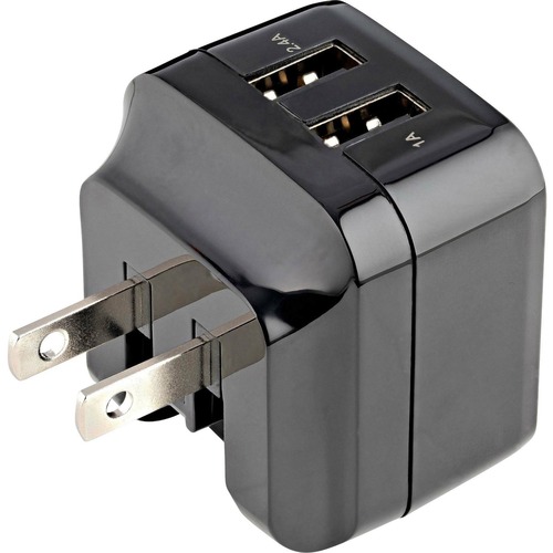 StarTech 2 Port USB Wall Charger, 17W Wall Charger Hub (2.4A & 1A port), Dual USB-A Power Adapter, Portable Charger for Phones/Tablets (USB2PACUBK)
