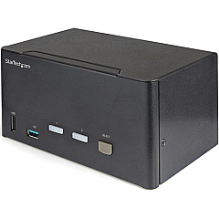 StarTech 2 Port Triple Monitor DisplayPort KVM Switch 4K 60Hz UHD HDR, DP 1.2 KVM Switch, 2-Pt USB 3.0 Hub, 4x USB HID, Audio, Hotkey (SV231TDPU34K)