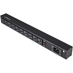 StarTech 10 Outlet Rack Mount Power Strip 125V/16 Amp, 1U Horizontal 19" Rackmount PDU, NEMA 5-20P Input, 10x NEMA 5-15/20R Outlets (RKPW101920)