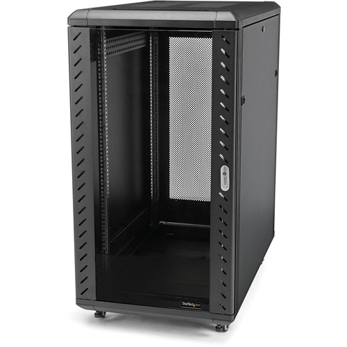 StarTech 32U 19" Server Rack Cabinet, Adjustable Depth 6-32 inch, Flat Pack, Lockable 4-Post Network/Data Rack Enclosure with Casters (RK3236BKF)