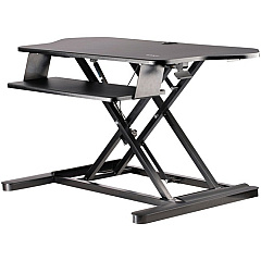 StarTech Corner Sit Stand Desk Converter with Keyboard Tray, Large Surface 35"x21" , Height Adjustable Ergonomic Tabletop Standing Desk (ARMSTSCORNR)