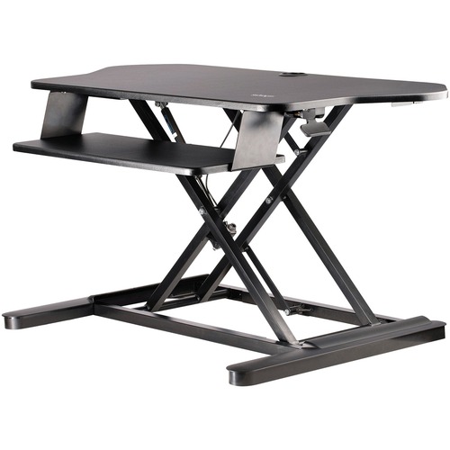 StarTech Corner Sit Stand Desk Converter with Keyboard Tray, Large Surface 35"x21" , Height Adjustable Ergonomic Tabletop Standing Desk (ARMSTSCORNR)