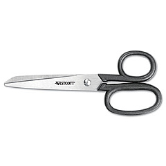 Westcott Kleencut Stainless Steel Shears, 6" Long, 2.75" Cut Length, Black Straight Handle (19016)