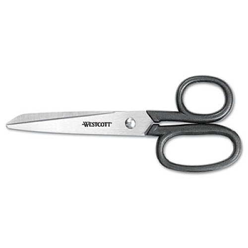 Westcott Kleencut Stainless Steel Shears, 6" Long, 2.75" Cut Length, Black Straight Handle (19016)