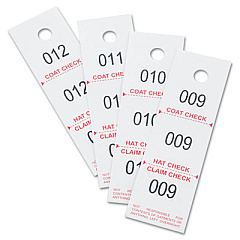Safco Three-Part Coat Room Checks, Paper, 1 1/2 x 5, White, 500/Pack (4249NC)