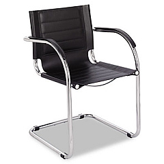 Safco Flaunt Series Guest Chair, Leather, 21.5" x 23" x 31.75", Black Seat/Back, Chrome Base (3457BL)