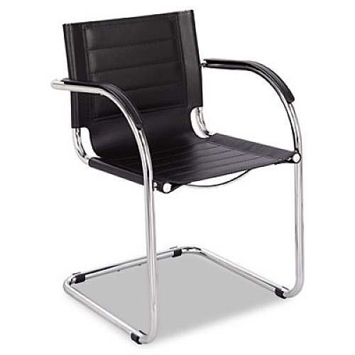 Safco Flaunt Series Guest Chair, Leather, 21.5" x 23" x 31.75", Black Seat/Back, Chrome Base (3457BL)
