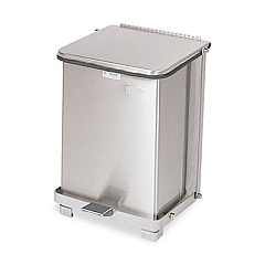 Rubbermaid Commercial Defenders Biohazard Step Can, Square, Steel, 4 gal, Stainless Steel (ST7SSPL)