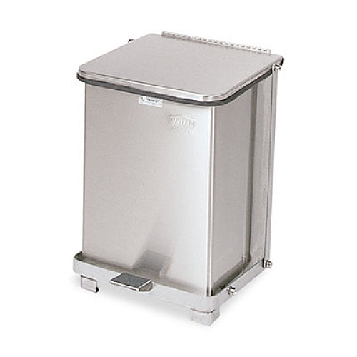 Rubbermaid Commercial Defenders Biohazard Step Can, Square, Steel, 4 gal, Stainless Steel (ST7SSPL)