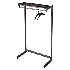 Quartet Single-Side Garment Rack w/Shelf, Powder Coated Textured Steel, 48w x 18.5d x 61.5h, Black (20214)