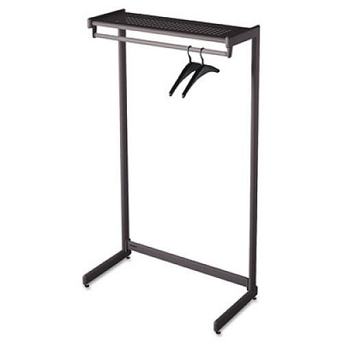 Quartet Single-Side Garment Rack w/Shelf, Powder Coated Textured Steel, 48w x 18.5d x 61.5h, Black (20214)