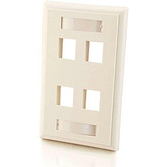 C2G 4-Port Single Gang Multimedia Keystone Wall Plate - White (03413) C2G 4-Port Single Gang Multimedia Keystone Wall Plate - White (03413)