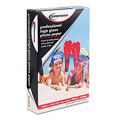 Innovera High-Gloss Photo Paper, 10 Mil, 4 X 6, High-Gloss White, 100/pack