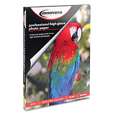 Innovera High-Gloss Photo Paper, 10 Mil, 8.5 X 11, High-Gloss White, 50/pack