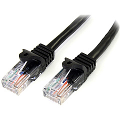 StarTech 3 ft Black Cat5e Snagless UTP Patch Cable (45PATCH3BK)
